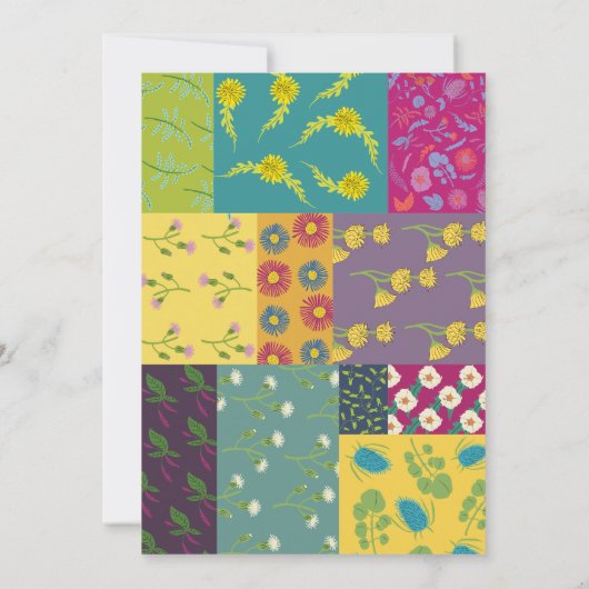 Boho Maximalist Patchwork Quilt Bruiloft Kaart (Achterkant)