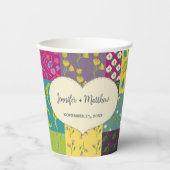 Boho Maximalist Patchwork Quilt Bruiloft Papieren Bekers (Voorkant)