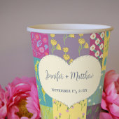 Boho Maximalist Patchwork Quilt Bruiloft Papieren Bekers