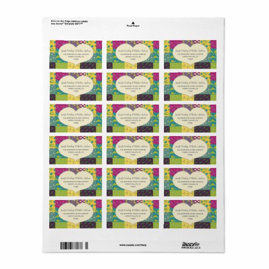 Boho Maximalist Patchwork Quilt Heart Adres Etiket (Full Sheet)