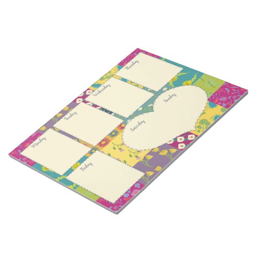 Boho Maximalist Quilt Weekplanner Notitieblok (Schuin)