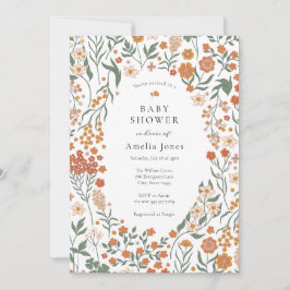 Boho Meadow Wildflower Baby shower Kaart