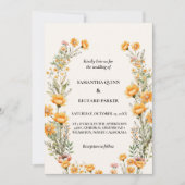 Boho Meadow Wildflower Eucalyptus Groen Bruiloft Kaart (Voorkant)