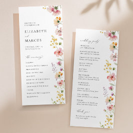 Boho Meadow Wildflower Wedding Program Programmakaart