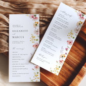 Boho Meadow Wildflower Wedding Program Programmakaart