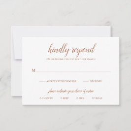 Boho Meal Burnt Sinaasappel Rust Terracotta Weddin RSVP Kaartje