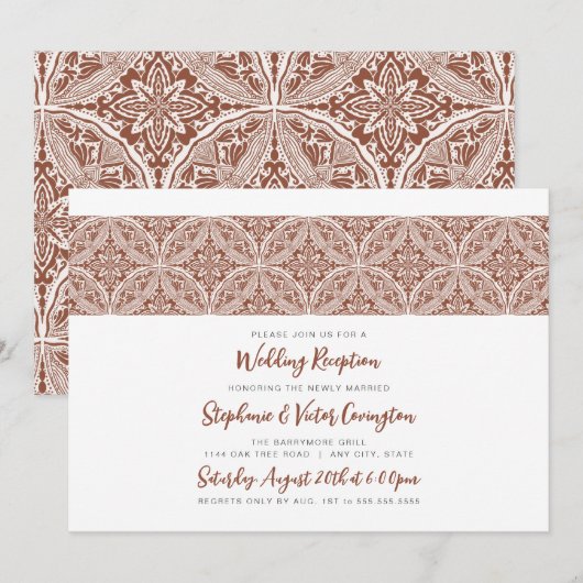 Boho Medallion huwelijksreceptie Kaart (Voorkant / Achterkant)