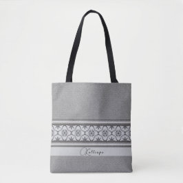 Boho Mediterraan Zwart Wit Tegel Gepersonaliseerd Tote Bag