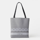 Boho Mediterraan Zwart Wit Tegel Gepersonaliseerd Tote Bag (Achterkant)