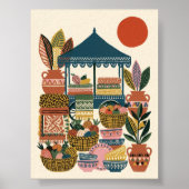 Boho Mediterraanse Markt Volkskunst Aardewerk Canv Poster (Voorkant)