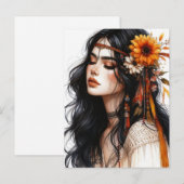 Boho Meisje AI Kunst Boheemse Mode Briefkaart (Voorkant / Achterkant)