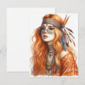 Boho Meisje AI Kunst Boheemse Mode Briefkaart (Voorkant / Achterkant)