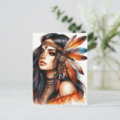 Boho Meisje AI Kunst Boheemse Mode Briefkaart (Staand voorkant)