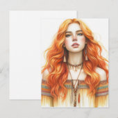 Boho Meisje AI Kunst Boheemse Mode Briefkaart (Voorkant / Achterkant)