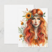 Boho Meisje AI Kunst Boheemse Mode Briefkaart (Voorkant / Achterkant)