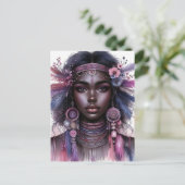 Boho Meisje AI Kunst Boheemse Mode Briefkaart (Staand voorkant)
