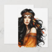Boho Meisje AI Kunst Boheemse Mode Briefkaart (Voorkant / Achterkant)