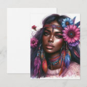 Boho Meisje AI Kunst Boheemse Mode Briefkaart (Voorkant / Achterkant)