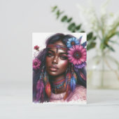 Boho Meisje AI Kunst Boheemse Mode Briefkaart (Staand voorkant)