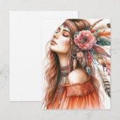 Boho Meisje AI Kunst Boheemse Mode Briefkaart (Voorkant / Achterkant)