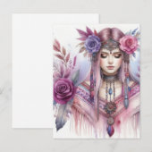Boho Meisje AI Kunst Boheemse Mode Briefkaart (Voorkant / Achterkant)