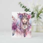 Boho Meisje AI Kunst Boheemse Mode Briefkaart (Staand voorkant)