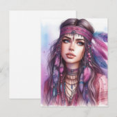 Boho Meisje AI Kunst Boheemse Mode Briefkaart (Voorkant / Achterkant)