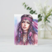 Boho Meisje AI Kunst Boheemse Mode Briefkaart (Staand voorkant)