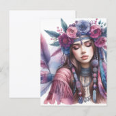 Boho Meisje AI Kunst Boheemse Mode Briefkaart (Voorkant / Achterkant)