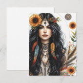 Boho Meisje AI Kunst Boheemse Mode Briefkaart (Voorkant / Achterkant)