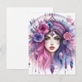 Boho Meisje AI Kunst Boheemse Mode Briefkaart (Voorkant / Achterkant)