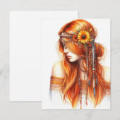 Boho Meisje AI Kunst Boheemse Mode Briefkaart (Voorkant / Achterkant)