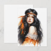 Boho Meisje AI Kunst Boheemse Mode Briefkaart (Voorkant / Achterkant)