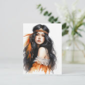 Boho Meisje AI Kunst Boheemse Mode Briefkaart (Staand voorkant)