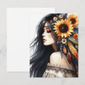 Boho Meisje AI Kunst Boheemse Mode Briefkaart (Voorkant / Achterkant)