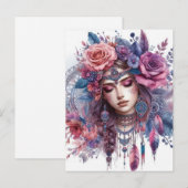 Boho Meisje AI Kunst Boheemse Mode Briefkaart (Voorkant / Achterkant)