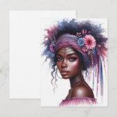 Boho Meisje AI Kunst Boheemse Mode Briefkaart (Voorkant / Achterkant)