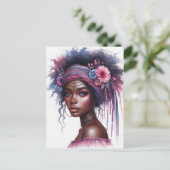 Boho Meisje AI Kunst Boheemse Mode Briefkaart (Staand voorkant)