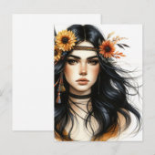 Boho Meisje AI Kunst Boheemse Mode Briefkaart (Voorkant / Achterkant)
