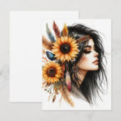 Boho Meisje AI Kunst Boheemse Mode Briefkaart (Voorkant / Achterkant)