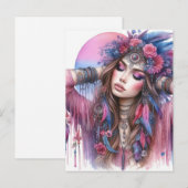 Boho Meisje AI Kunst Boheemse Mode Briefkaart (Voorkant / Achterkant)