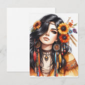 Boho Meisje AI Kunst Boheemse Mode Briefkaart (Voorkant / Achterkant)