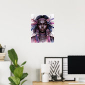 Boho Meisje AI Kunst Boheemse Mode Poster (Thuiskantoor)
