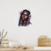 Boho Meisje AI Kunst Boheemse Mode Poster (Keuken)