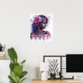 Boho Meisje AI Kunst Boheemse Mode Poster (Thuiskantoor)