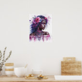 Boho Meisje AI Kunst Boheemse Mode Poster (Keuken)