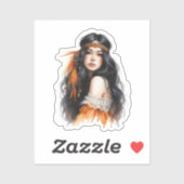 Boho Meisje AI Kunst Boheemse Mode Sticker (Vel)