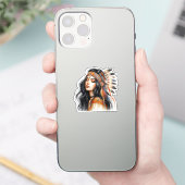 Boho Meisje AI Kunst Boheemse Mode Sticker (Telefoon)
