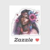 Boho Meisje AI Kunst Boheemse Mode Sticker (Vel)