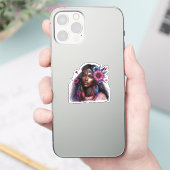 Boho Meisje AI Kunst Boheemse Mode Sticker (Telefoon)
